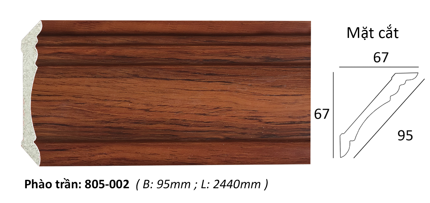 Một mẫu Phào trần vân gỗ màu cánh gián mã 805-002