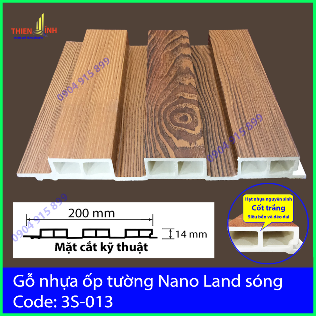 Gỗ nhựa ốp tường Nano Nand sóng 3S-013