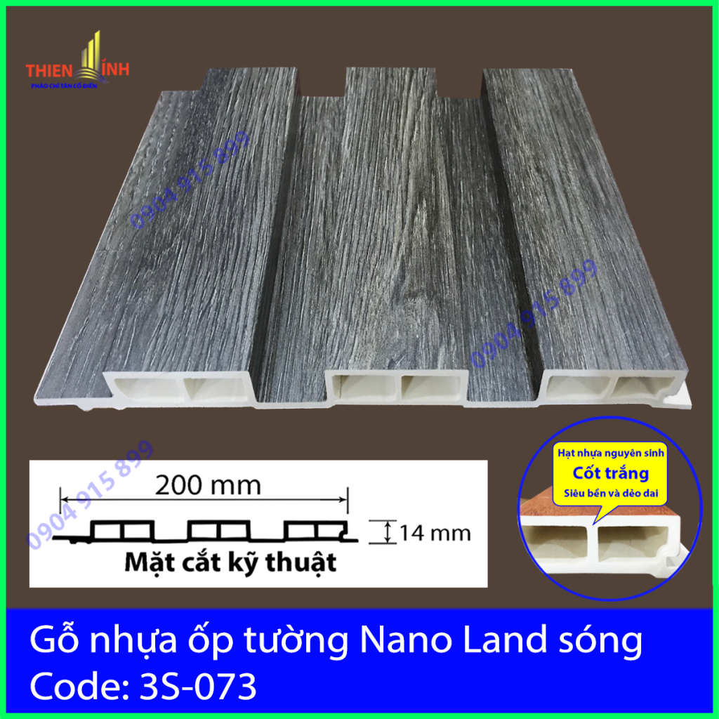 Gỗ nhựa ốp tường Nano Nand sóng 3S-073