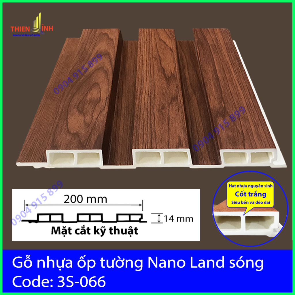 Gỗ nhựa ốp tường Nano nand sóng 3S-066