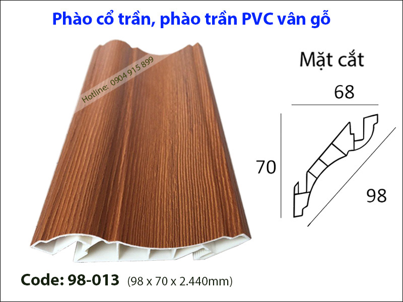 Phào cổ trần PVC vân gỗ mã PVC 98 - Nội thất Thiện Linh