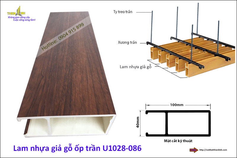 Lam nhựa giả gỗ ốp trần U1028-086