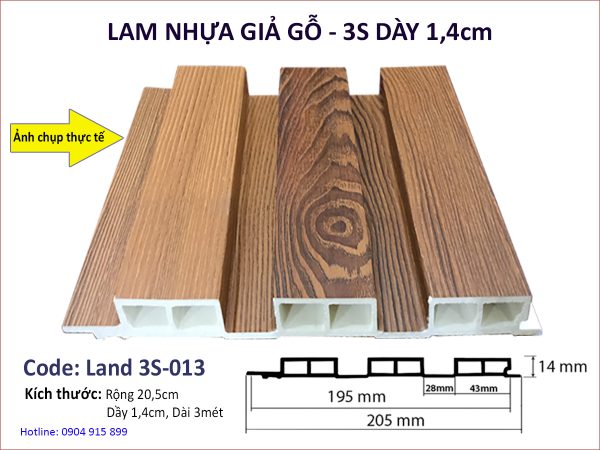 Lam nhựa giả gỗ Land 3S-013