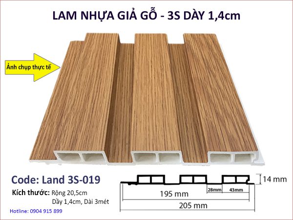 Lam nhựa giả gỗ Land 3S-019