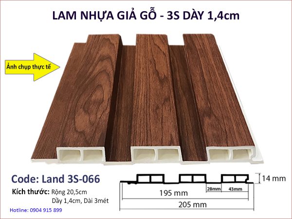 Lam nhựa giả gỗ Land 3S-066