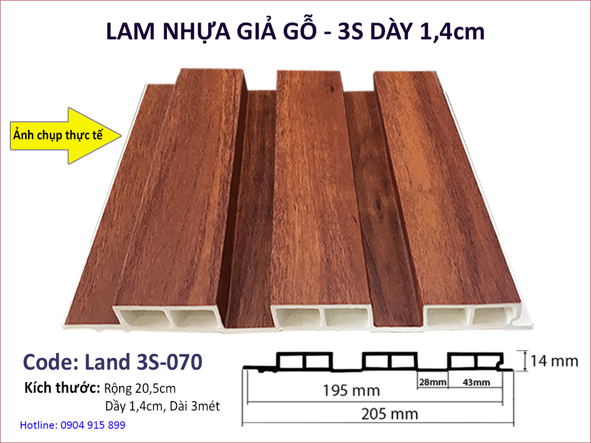 Lam nhựa giả gỗ Land 3S-070