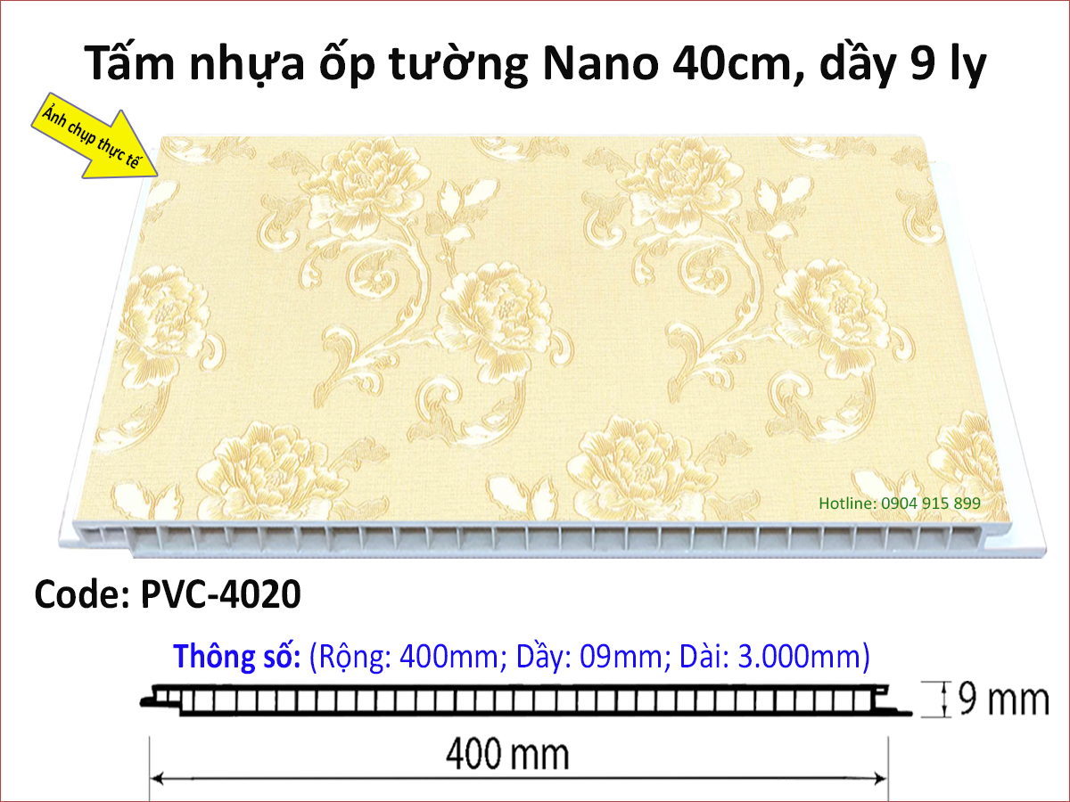 Tấm nhựa ốp tường Nano PVC4020