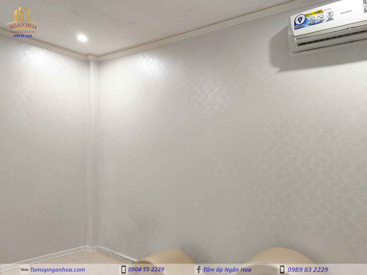 Tấm nhựa ốp tường Nano mã PVC4060 thi công phòng ngủ thực tế