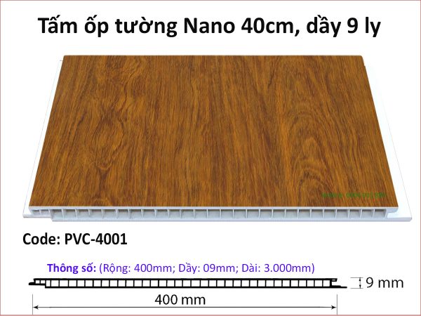 Tấm ốp tường vân gỗ Nano PVC4001