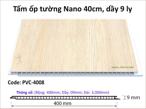 Tấm ốp tường vân gỗ Nano PVC4008