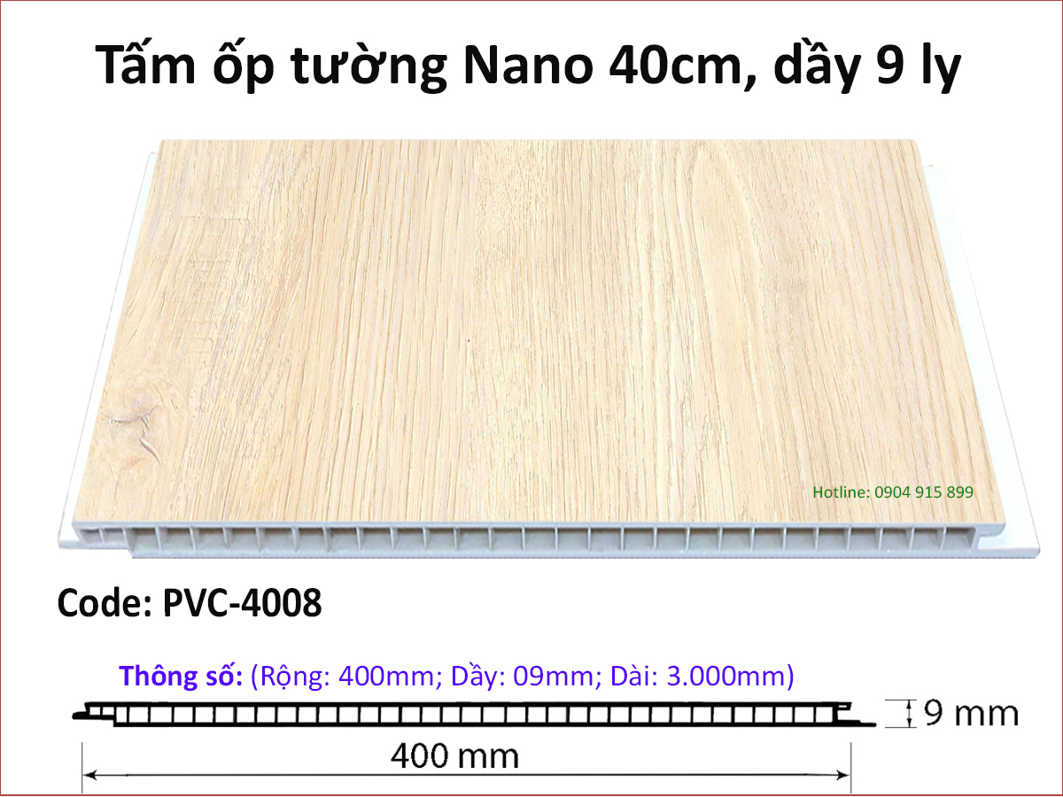 Tấm ốp tường vân gỗ Nano PVC4008